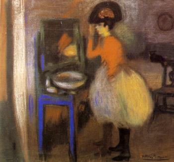 Pablo Picasso : girl at her dressing table